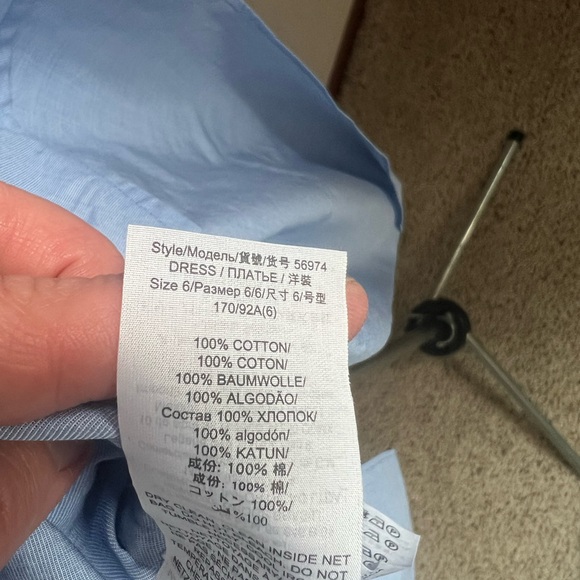 Tory Burch Smoked Cotton Dress Sky Blue Size 6 - Like New - Picture 7 of 8